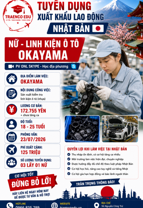 LINH KIỆN Ô TÔ - 01 NỮ - OKAYAMA 