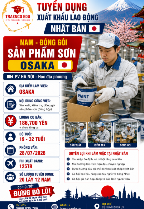 12 NAM - ĐÓNG GÓI SẢN PHẨM SƠN Ở OSAKA