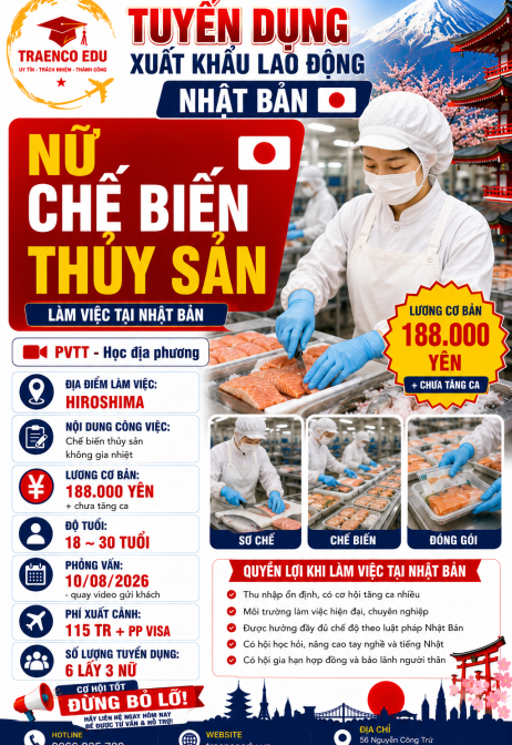 03 NỮ CHẾ BIẾN THỦY SẢN Ở HIROSHIMA