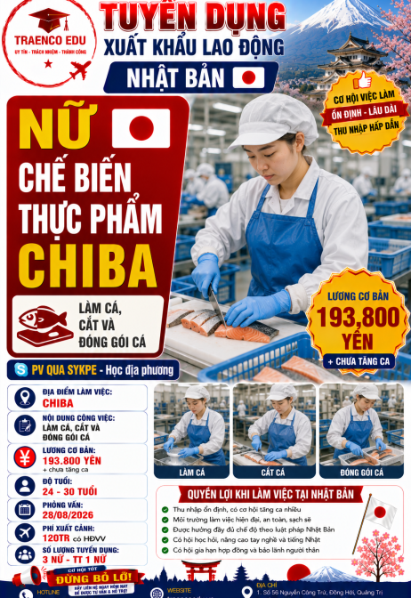 01 NỮ - CHẾ BIẾN THỰC PHẨM CHIBA 